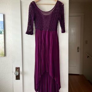 Free People Women’s High-Low Purple Dress w/ Crochet Detail Size 8
